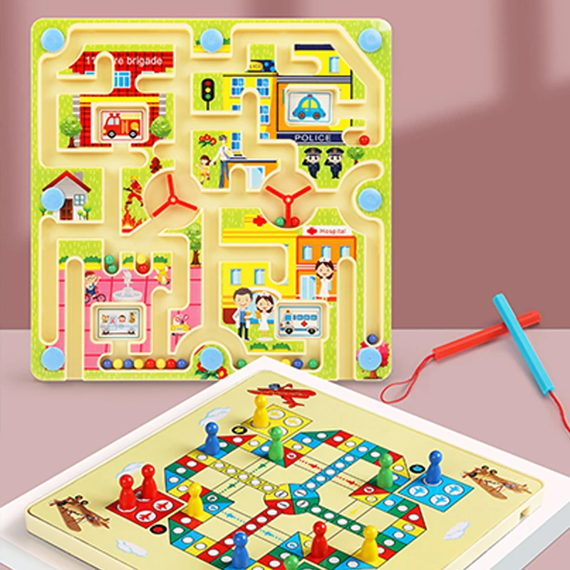 2 1 Magnetinis Labirintas su Plaukioja Šachmatų Dukart susidūrė su labirintas Labirintas Švietimo Interaktyvūs Žaislai, Transportas, Gyvūnai Vaikas