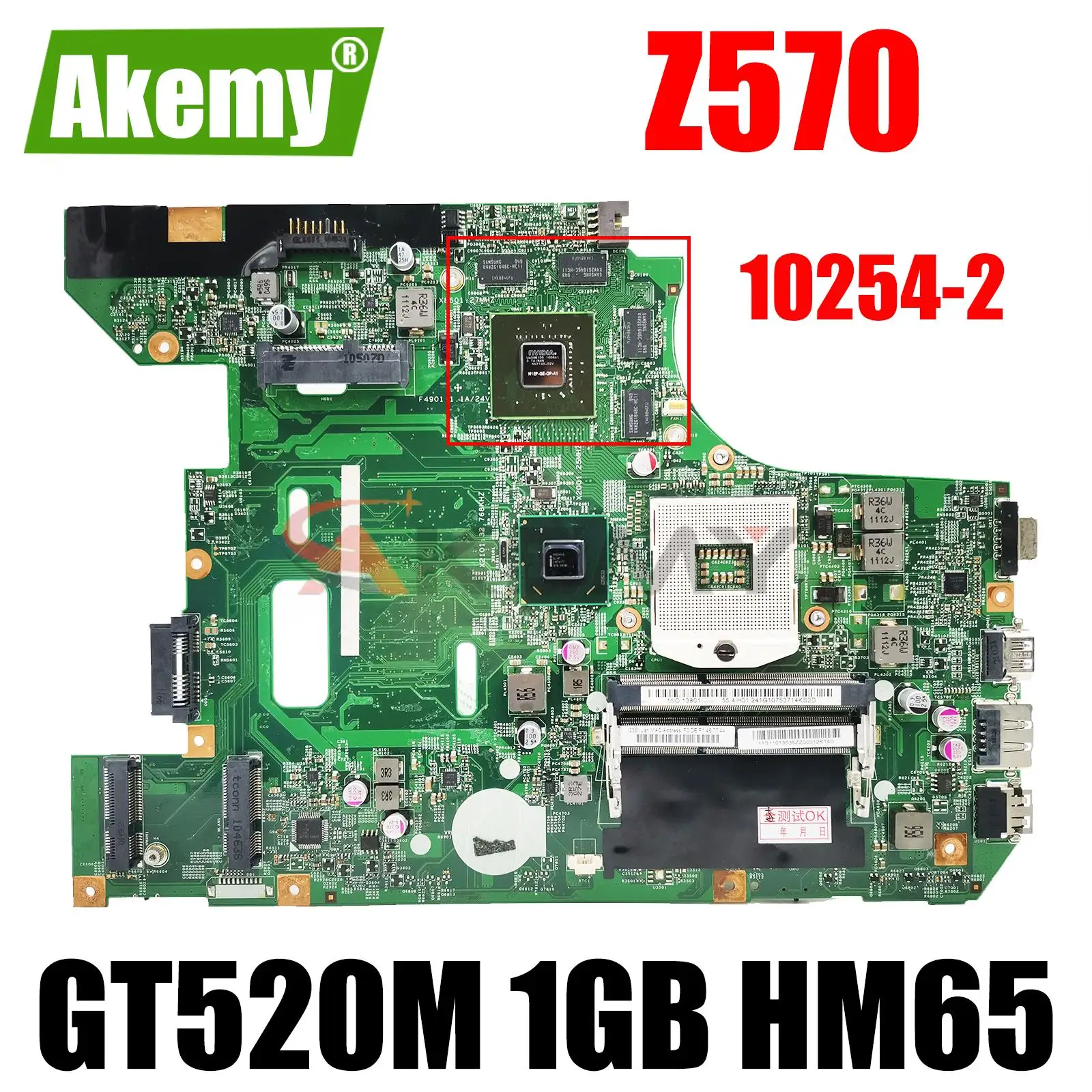 Originalus Lenovo Z570 Nešiojamas plokštė GT520M 1GB HM65 LA57 10254-2 48.4IH01.021 išbandyti gera nemokamas pristatymas
